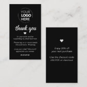 Modern Minimaal Zwart Dank u die Klein steunen Visitekaartje (Voorkant / Achterkant)