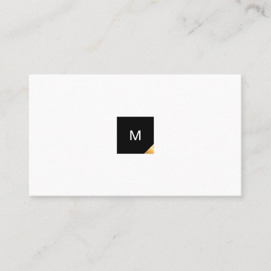 Modern, minimaal zwart en goud monogram visitekaartje (Voorkant)
