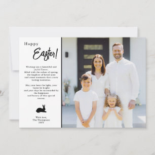Modern Minimaal Zwart En Wit Familie Foto Pasen Kaart