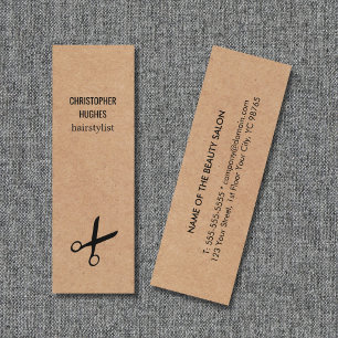 Modern Minimaal Zwart Schaar Kraft Papier Haar Mini Visitekaartje