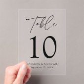 Modern minimaal zwart script acryl tafel nummer uitnodigingen (Insitu (Draagbaar))