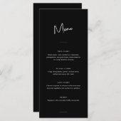 Modern Minimaal Zwart Script Bruiloft Menu (Voorkant / Achterkant)