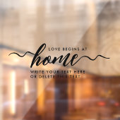 Modern minimaal zwart script liefde thuis venster raamsticker (Vel 2)