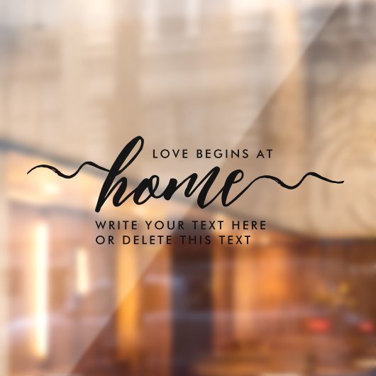 Modern minimaal zwart script liefde thuis venster  raamsticker (Vel 2)