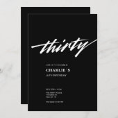 Modern Minimaal Zwart Wit Script 30e Verjaardag Kaart (Voorkant / Achterkant)
