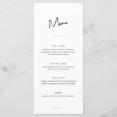Modern Minimaal Zwart-Wit Script Bruiloft Menu (Voorkant)