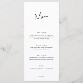 Modern Minimaal Zwart-Wit Script Bruiloft Menu