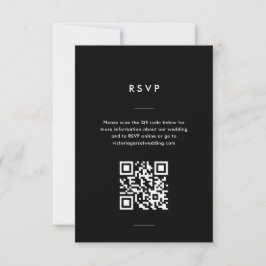Modern Minimaal Zwart-Wit Script Bruiloft RSVP Kaartje