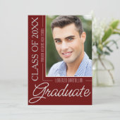 Modern Minimal 1 foto Maroon Bourgondië Afstuderen Kaart (Staand voorkant)