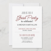 Modern Minimal 1 foto Maroon Bourgondië Afstuderen Kaart (Achterkant)