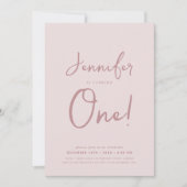 Modern Minimal 1e Verjaardag Script Blush Pink Kaart (Voorkant)