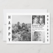 Modern Minimal 3 foto Happy Holiday Zwart & Wit
