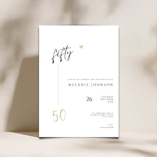 Modern Minimal 50th Birthday Party Invitation Kaart