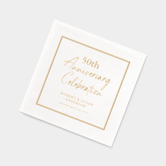 Modern Minimal 50th Wedding Anniversary Gold Folie Servetten (Links)