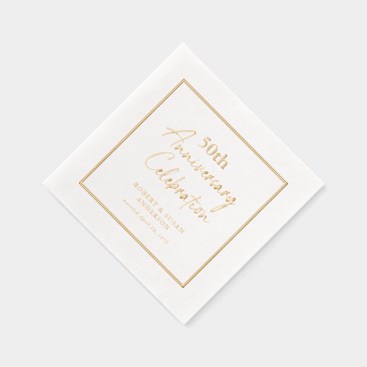 Modern Minimal 50th Wedding Anniversary Gold Folie Servetten (Rechts)