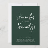 Modern Minimal 70th Birthday Script Emerald Kaart (Voorkant)