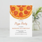 Modern Minimal Adult Birthday Pizza Party Kaart (Staand voorkant)