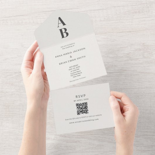 Modern Minimal All-in-One Wedding Invitation (Déchirure)