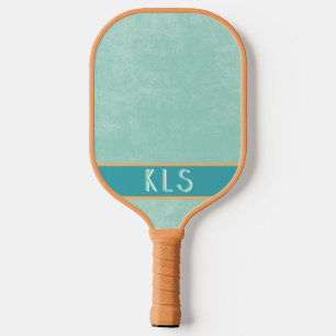 Modern Minimal Aqua Oranje Monogram Pickleball Paddle