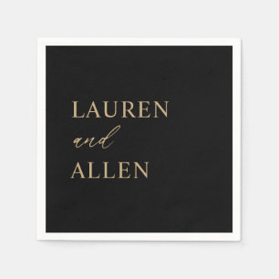Modern Minimal Black Gold Wedding Napkins Servet