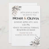 Modern Minimal Black Script Wedding Invitation Kaart (Voorkant / Achterkant)