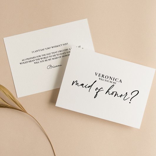 Modern Minimal Black White Maid of Honor-voorstel