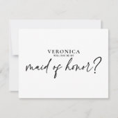 Modern Minimal Black White Maid of Honor-voorstel (Voorkant)