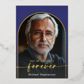 Modern Minimal Blue Pensioen Partij Folie Uitnodiging (Voorkant)