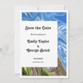 Modern Minimal Blue Sky Whimsical Abstract Wedding Save The Date (Voorkant)