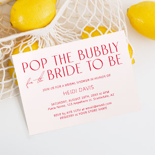 Modern Minimal Blush Pink & Magenta Bridal Shower Kaart