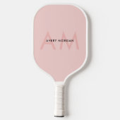 Modern Minimal Blush Pink Monogram Initialen Pickleball Paddle (Achterkant)
