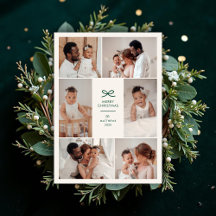 Modern Minimal Bow Six Photo Collage Christmas