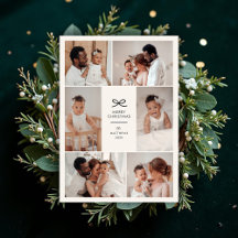Modern Minimal Bow Six Photo Collage Christmas