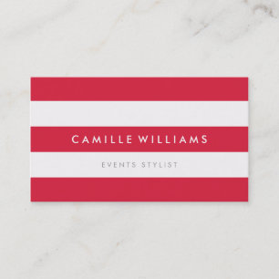 MODERN MINIMAL breed streep patroon koel rood wit Visitekaartje