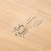 Modern Minimal Calligraphy Baby shower Acryl Uitnodigingen (Laagn)