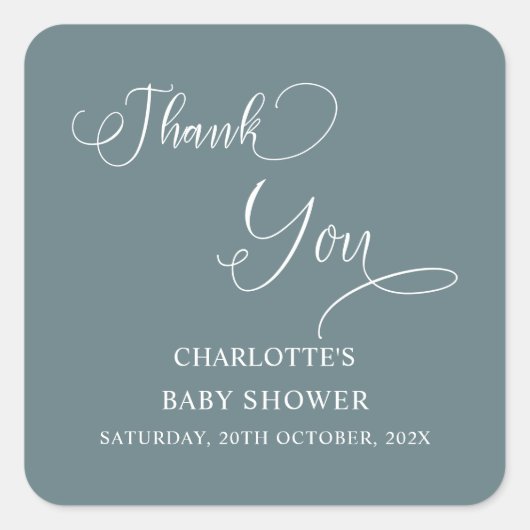 Modern Minimal Calligraphy Baby shower Vierkante Sticker (Voorkant)