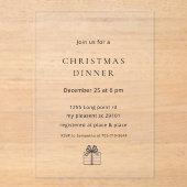 Modern Minimal Christmas Dinner Acryl Uitnodigingen (Voorkant)