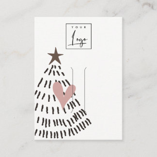 Modern Minimal Christmas Tree Heart Hairpin Logo Visitekaartje