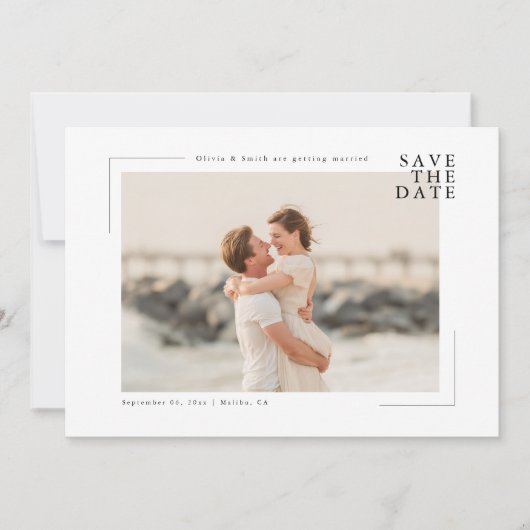 Modern Minimal Coastal Photo Wedding Save the Date (Devant)