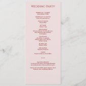 Modern Minimal Crimson & Roos Trouwceremonie Programma (Achterkant)