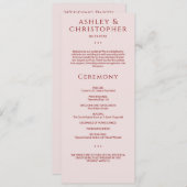 Modern Minimal Crimson & Roos Trouwceremonie Programma (Voorkant / Achterkant)