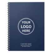 Modern Minimal Custom Logo Navy Blue Notitieboek (Voorkant)