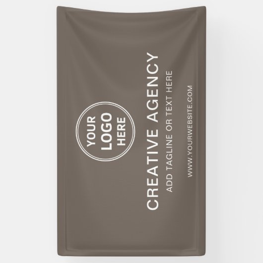 Modern Minimal Custom Logo Taupe Business Branding Spandoek (Verticaal)