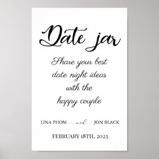 Modern Minimal Date Jar Bridal Shower Activity  Poster