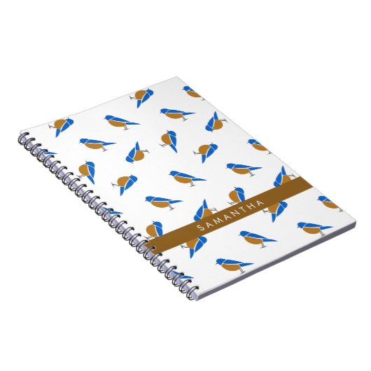 Modern Minimal Eastern Bluebird Pattern Notitieboek (Rechterzijde)