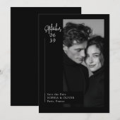 Modern Minimal Editorial Black Photo Save the Date (Devant / Derrière)