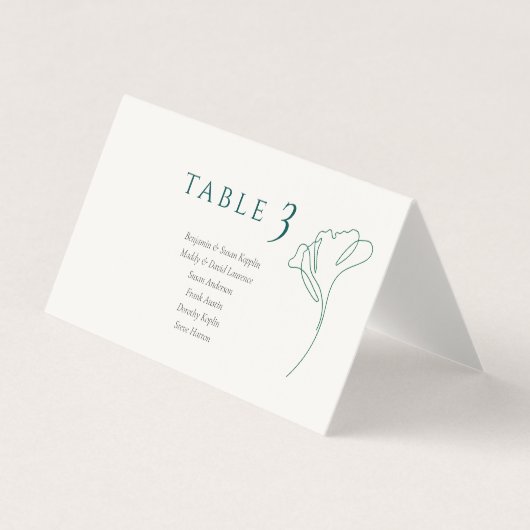 Modern Minimal Emerald Ivory Wedding Place Cards (Front)