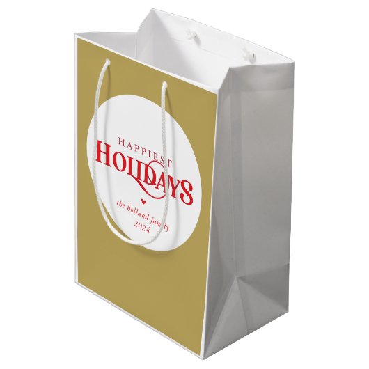 MODERN Minimal Feestelijk Rood Goud Gelukkigste fe Medium Cadeauzakje (Achterkant Gekanteld)