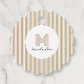 Modern Minimal Gold Stripes Monogram Bedankjes Labels (Voorkant)