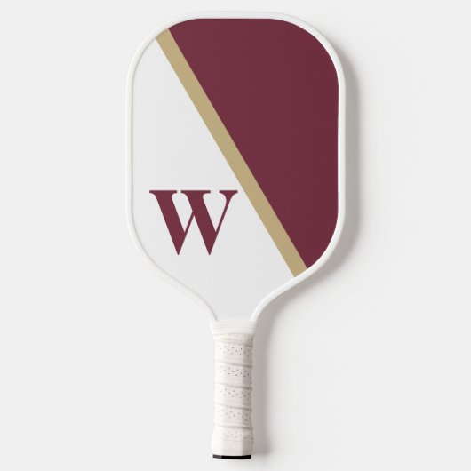 Modern Minimal Granaat Goud Wit College Monogram Pickleball Paddle (Achterkant)